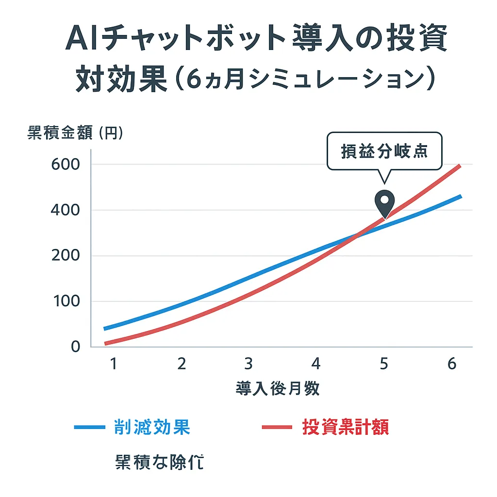 投資対効果の予測グラフ(6ヶ月間)