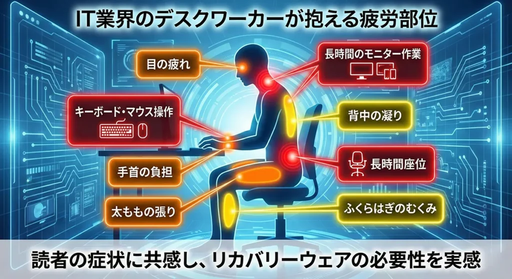IT業界のデスクワーカーが抱える疲労部位