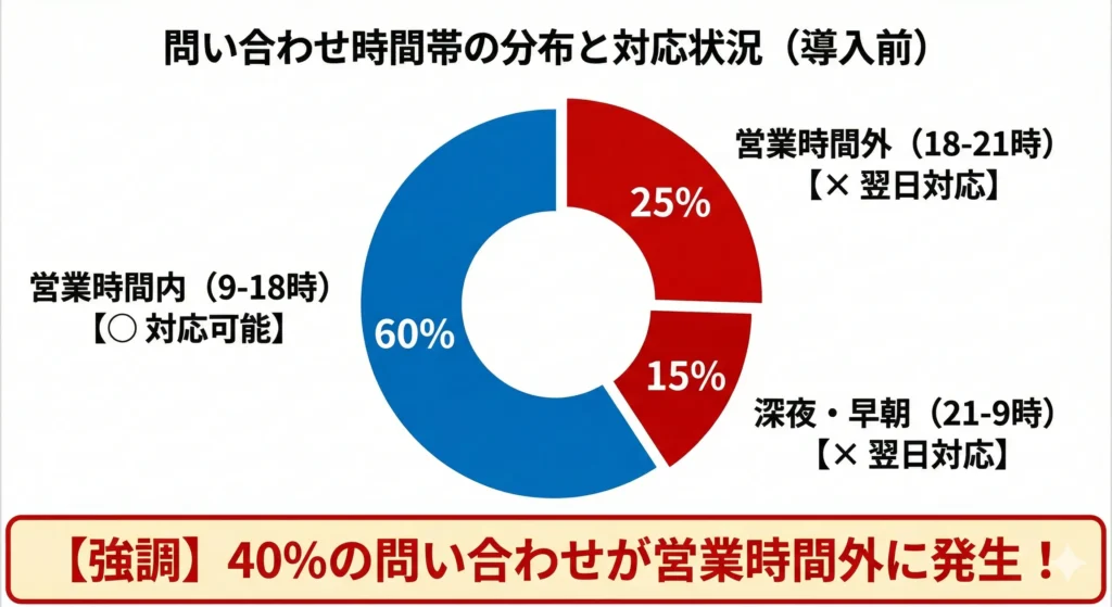 問い合わせ時間帯の分布と対応状況