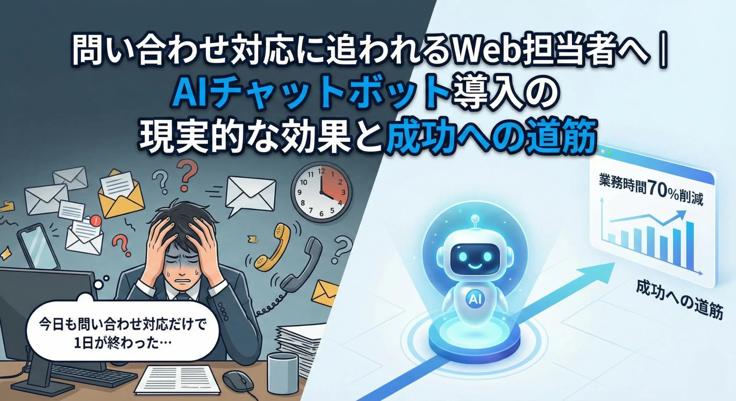 問い合わせ対応に追われるWeb担当者へ｜AIチャットボット導入の現実的な効果と成功への道筋