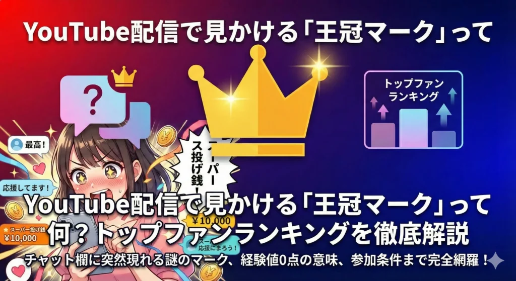 YouTube配信で見かける「王冠マーク」って何?トップファンランキングを徹底解説