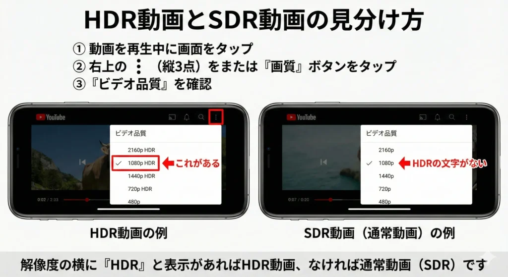HDR動画とSDR動画の見分け方