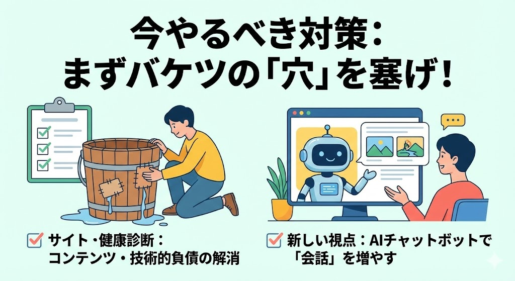 バケツの穴を塞ごう