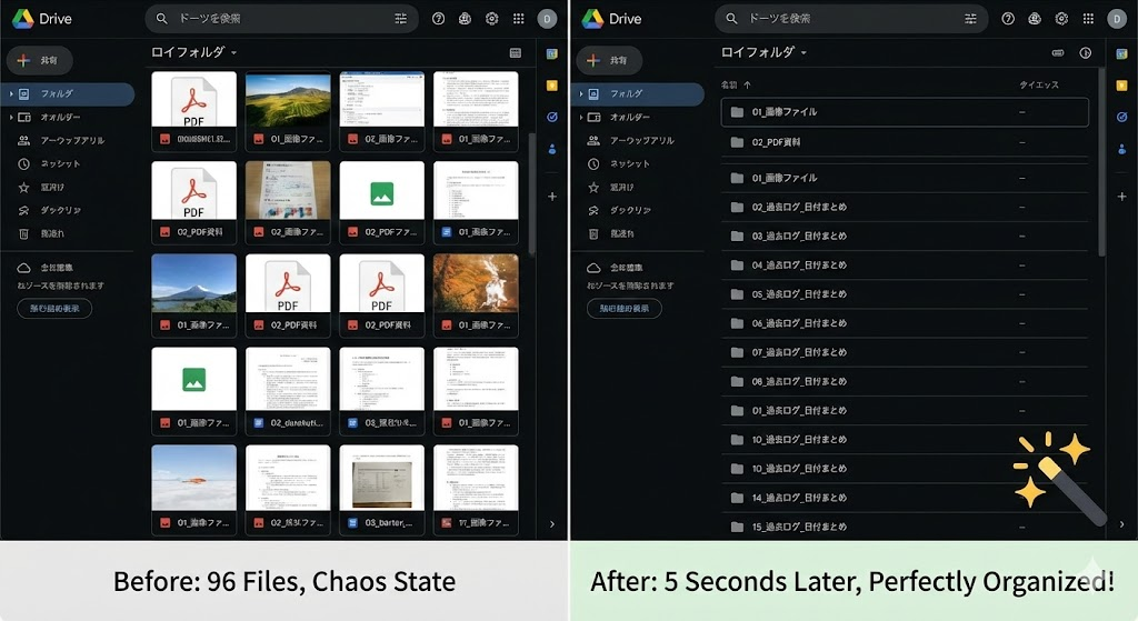 6個のファイルが一瞬で整列した感動