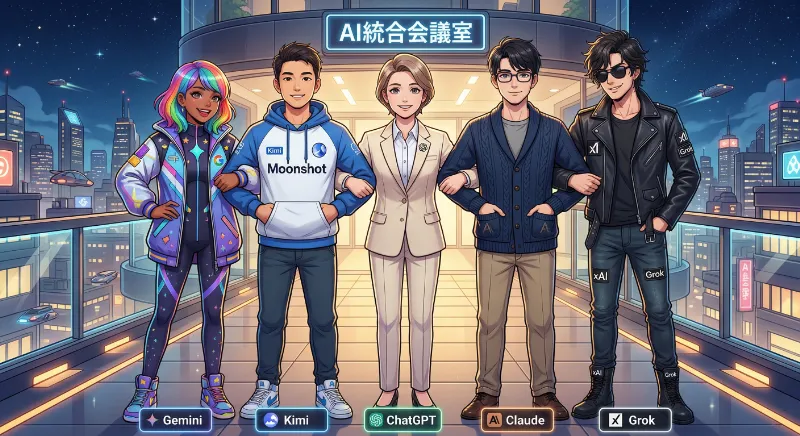 1. 動画の実験内容:5つのトップAIが1つの仮想企業に集結