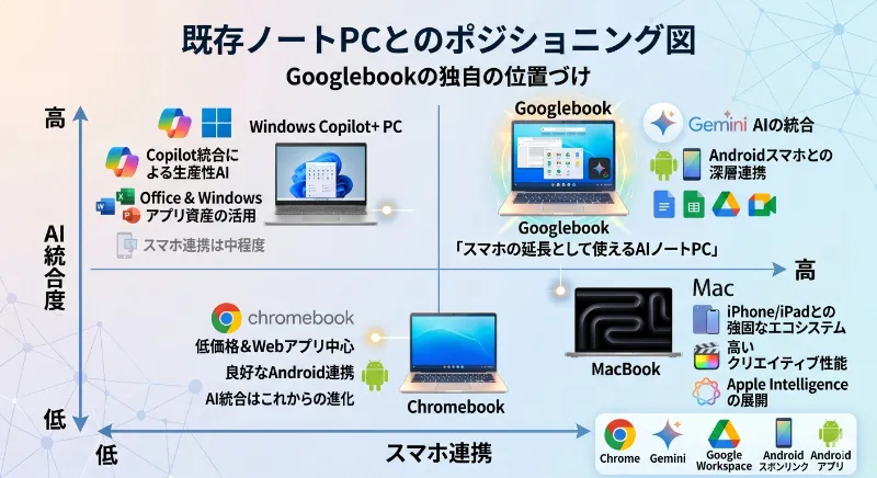 Chromebook、Windows Copilot+ PC、MacBookとの違い