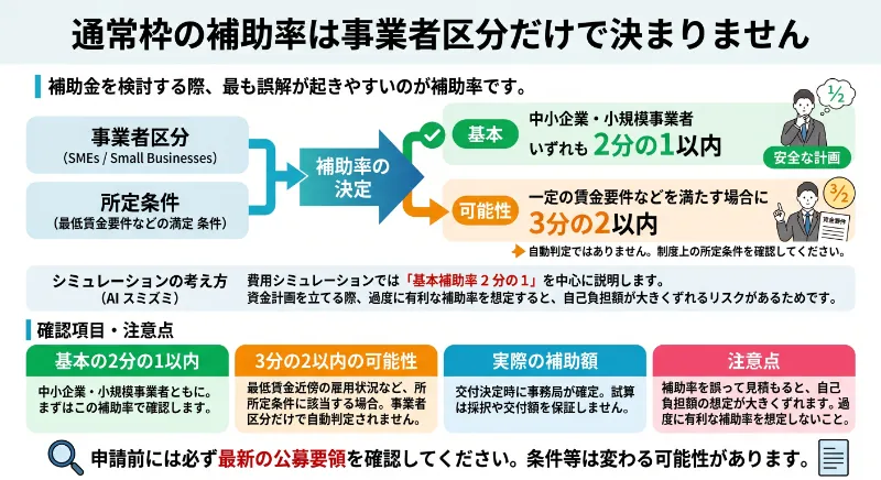 通常枠の補助率は事業者区分だけで決まりません