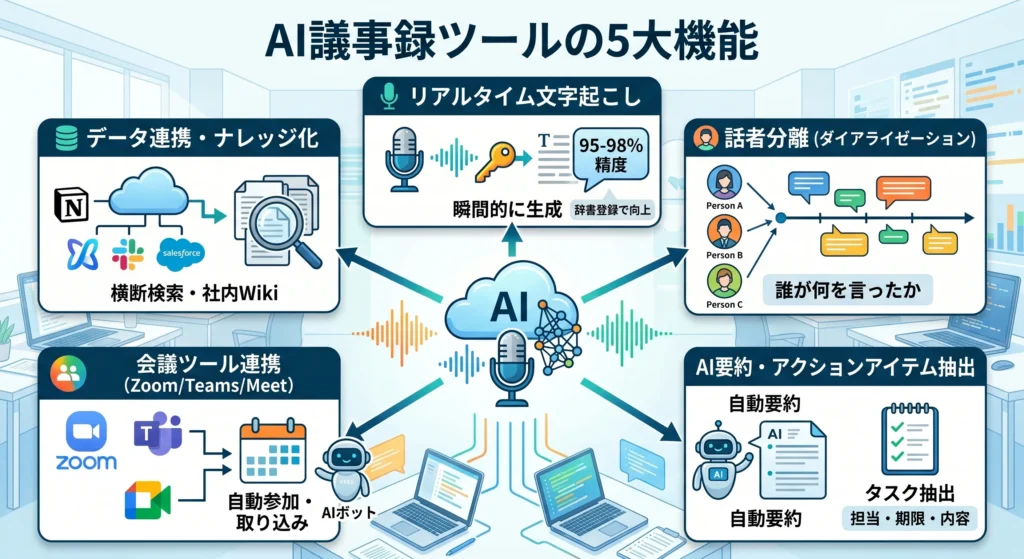 AI議事録ツールでできることを5つに分解する