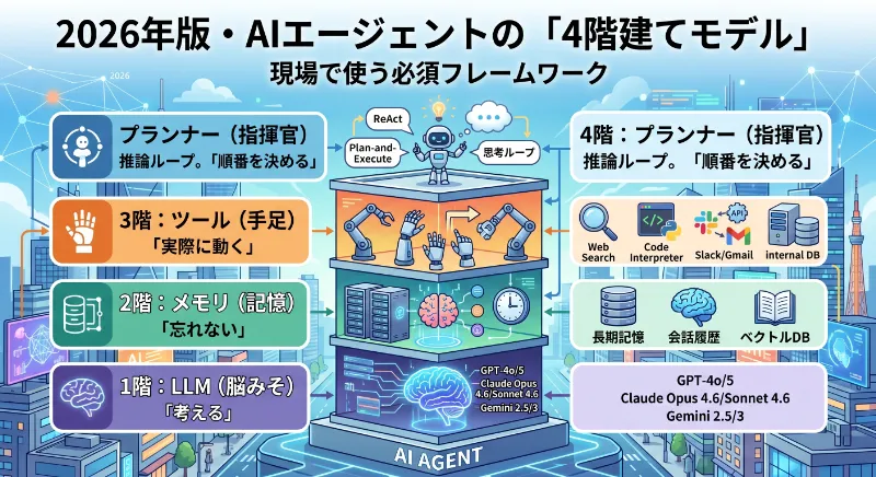 2026年版・AIエージェントの「4階建てモデル」