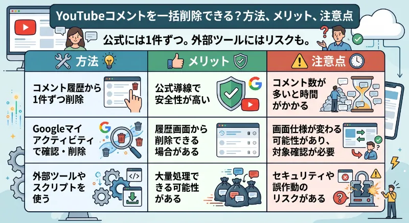 YouTubeコメントを一括削除できるのか