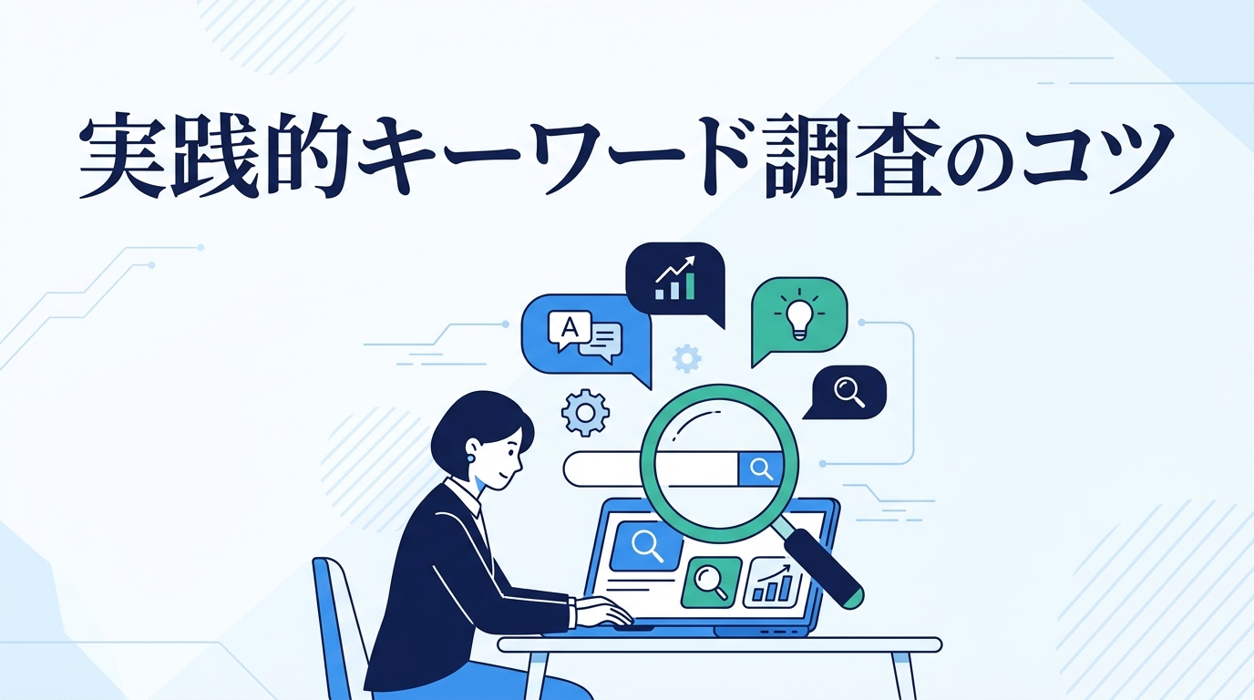初心者向けキーワード調査のコツを解説するアイキャッチ