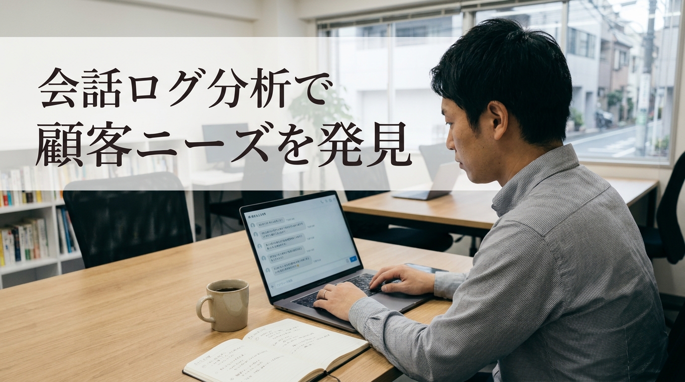AIチャットボットの会話ログ分析で顧客ニーズを発見するイメージ