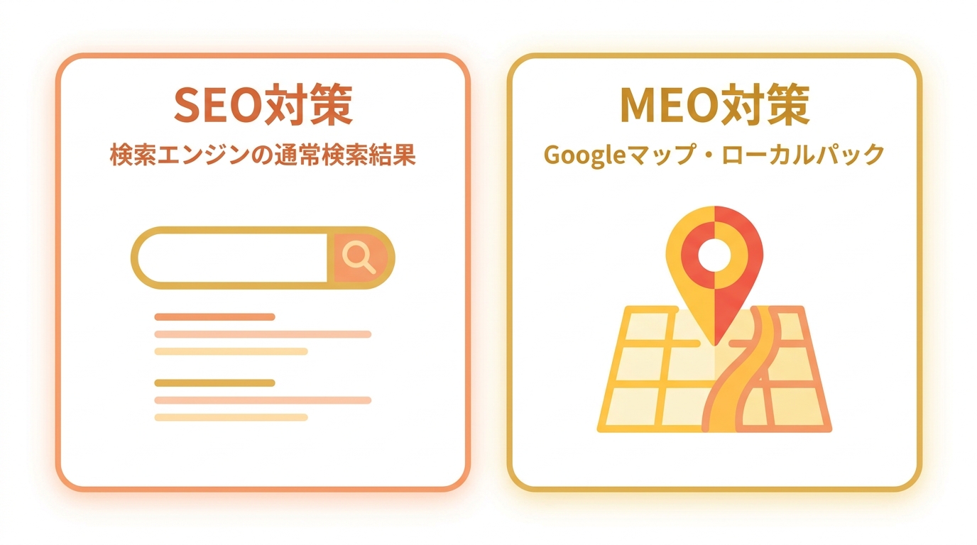 SEOとMEOの違いを示す図解