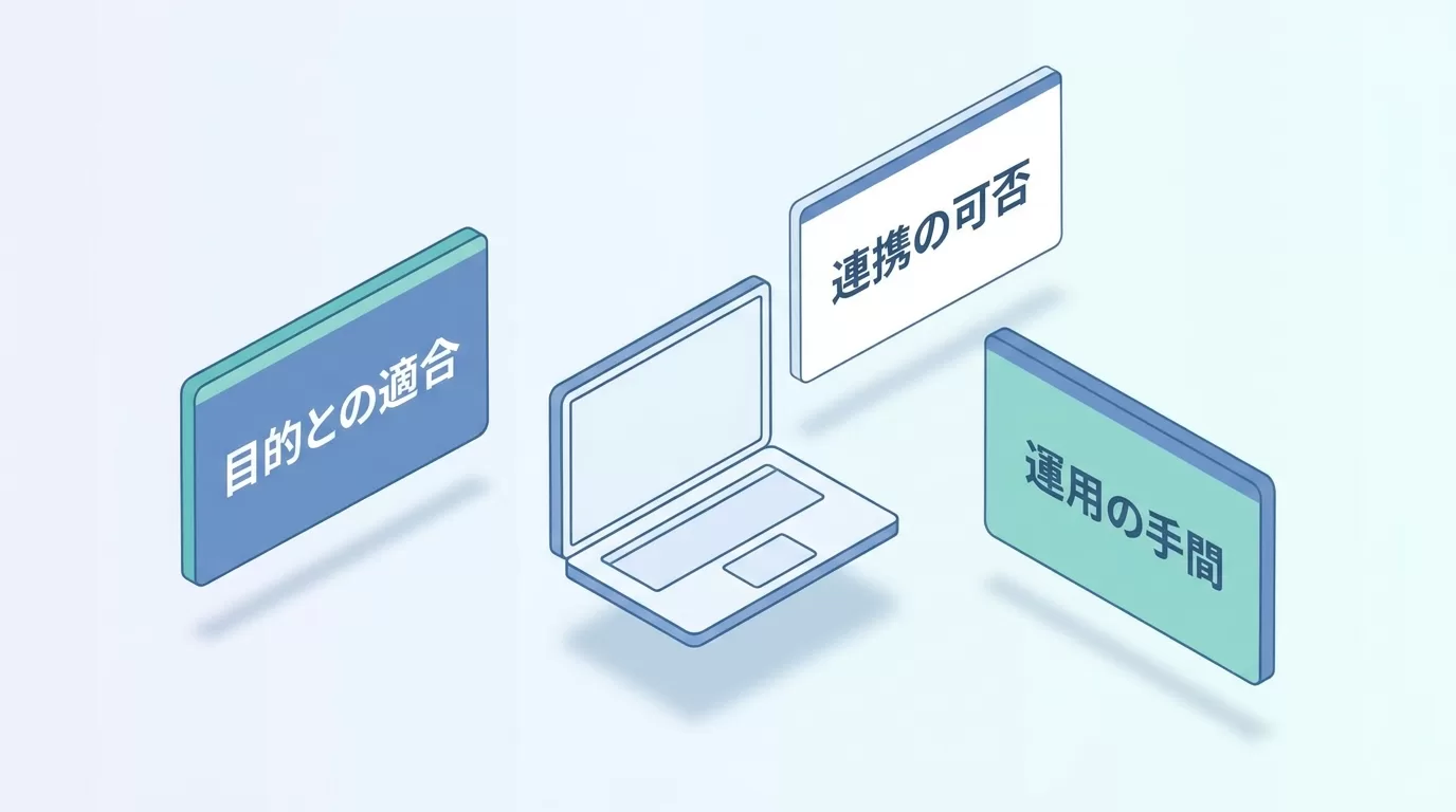 チャットボット選定の3つの基準を示す図