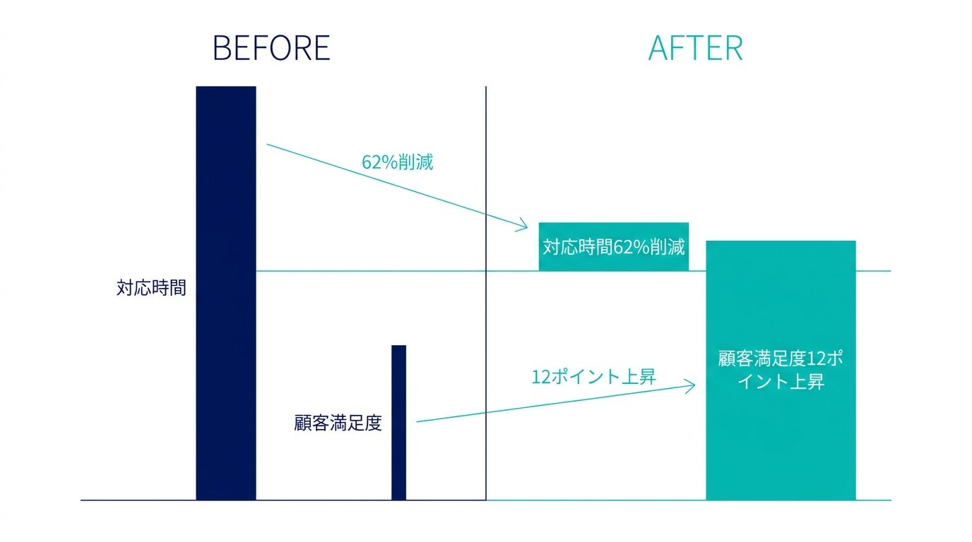 AIチャットボット導入による問い合わせ対応時間62%削減の効果