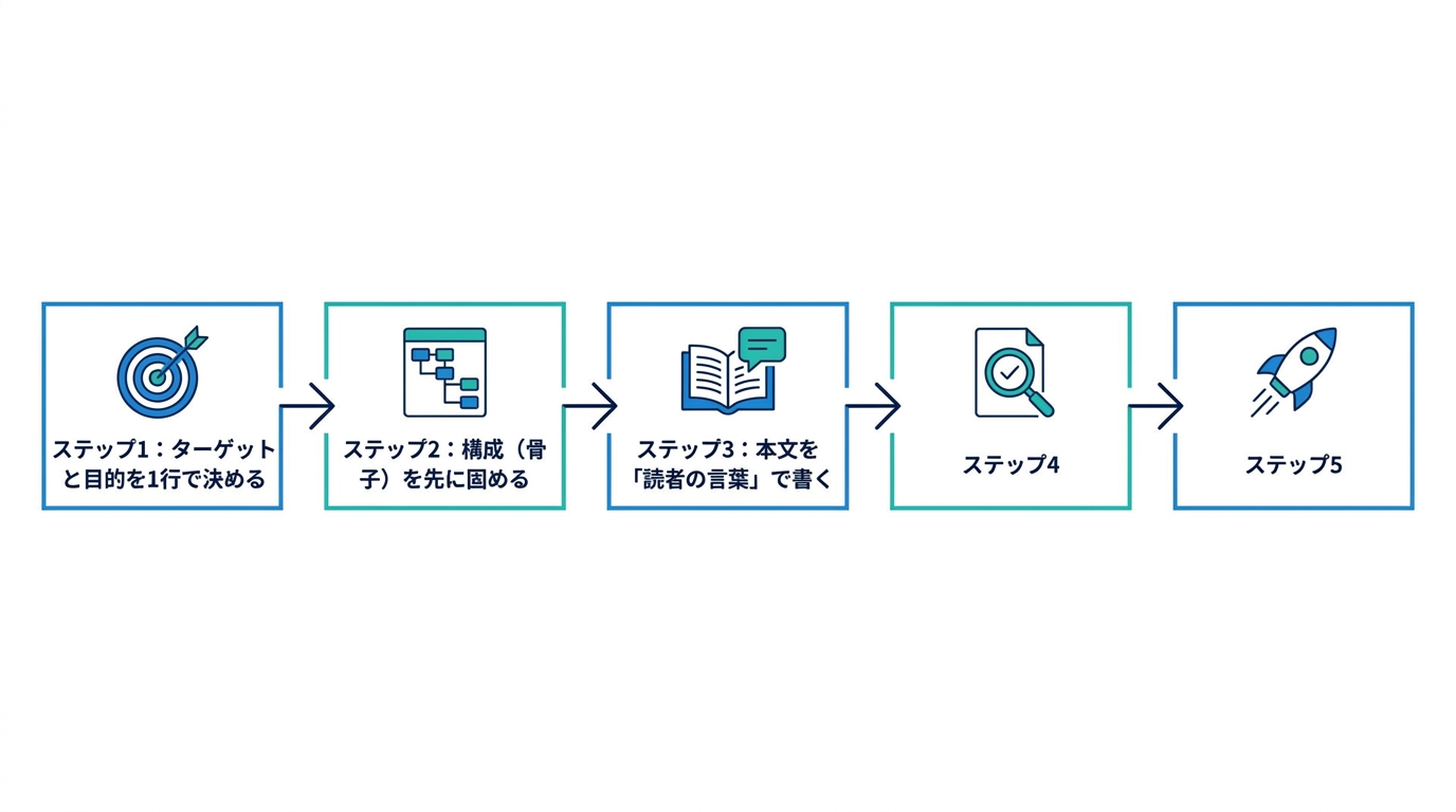 ホワイトペーパー作成の5ステップ図解