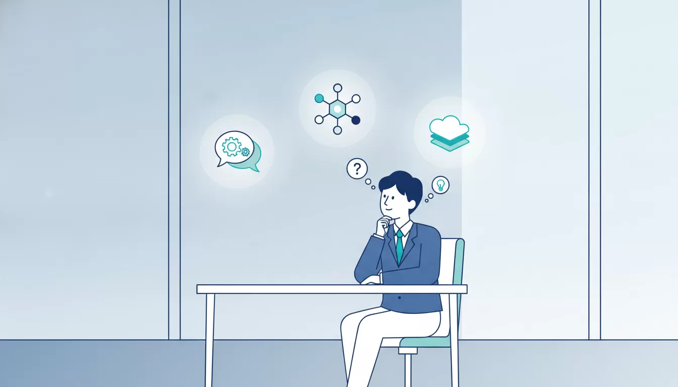 チャットボットの種類を比較検討するイメージ