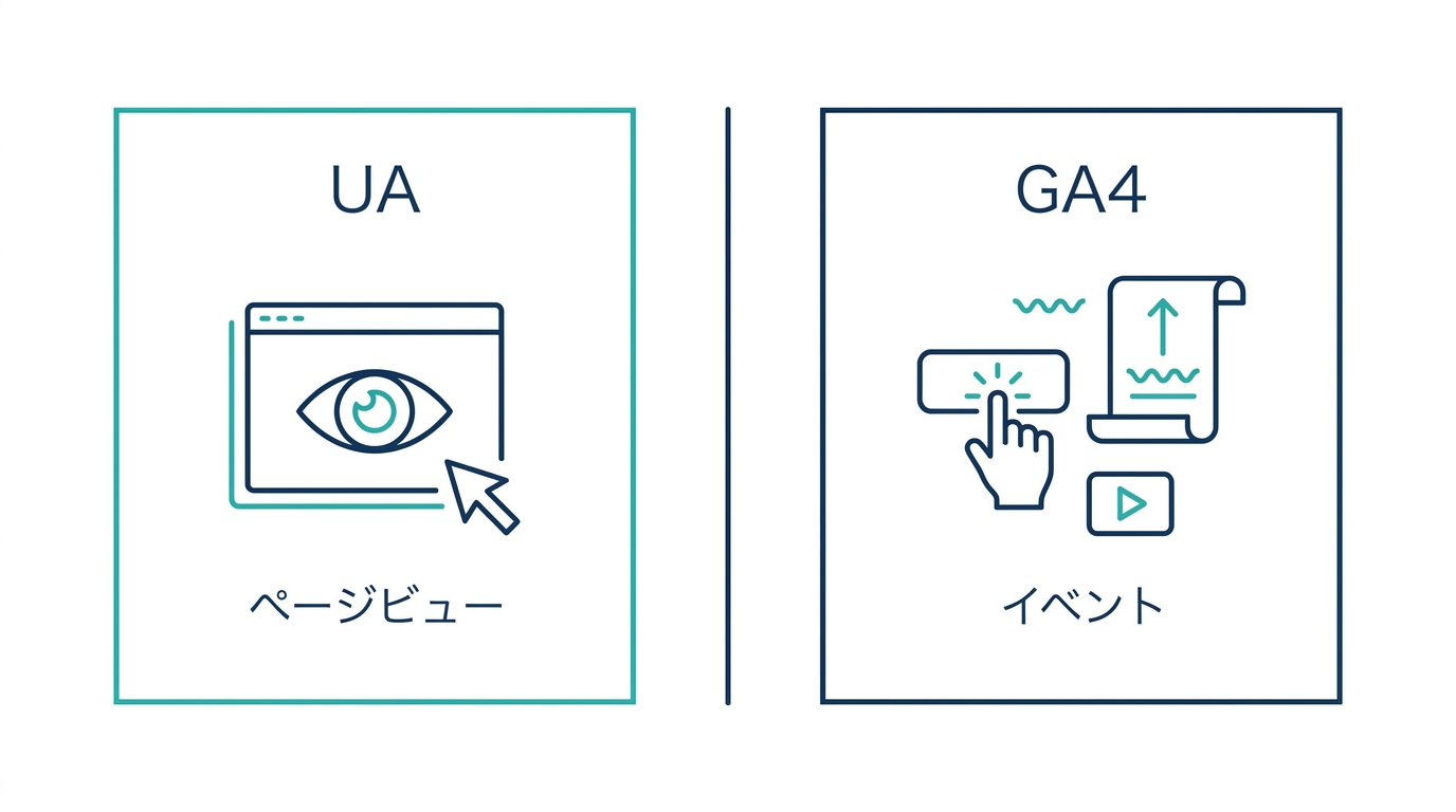 UAとGA4の計測単位の違いを示す図解