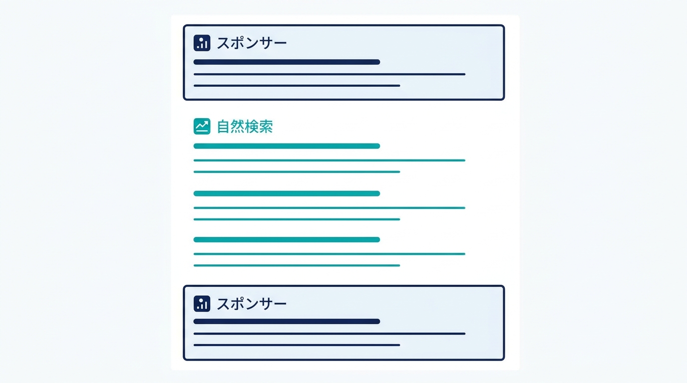 検索結果に表示されるリスティング広告の位置