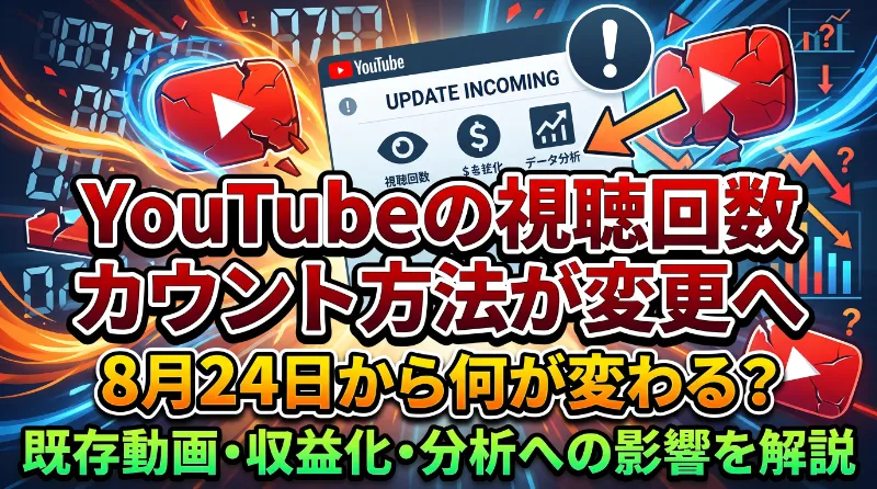 YouTubeの視聴回数カウント方法が変更へ｜8月24日から何が変わる？既存動画・収益化・分析への影響を解説