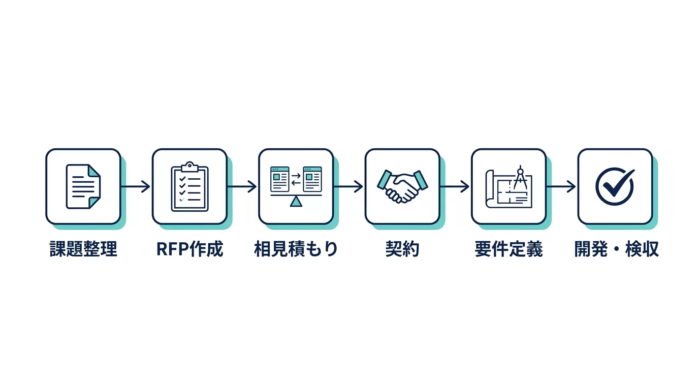 システム開発依頼の6ステップの流れ図