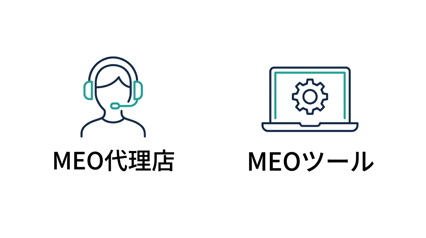 MEO代理店とMEOツールの違いを示す図