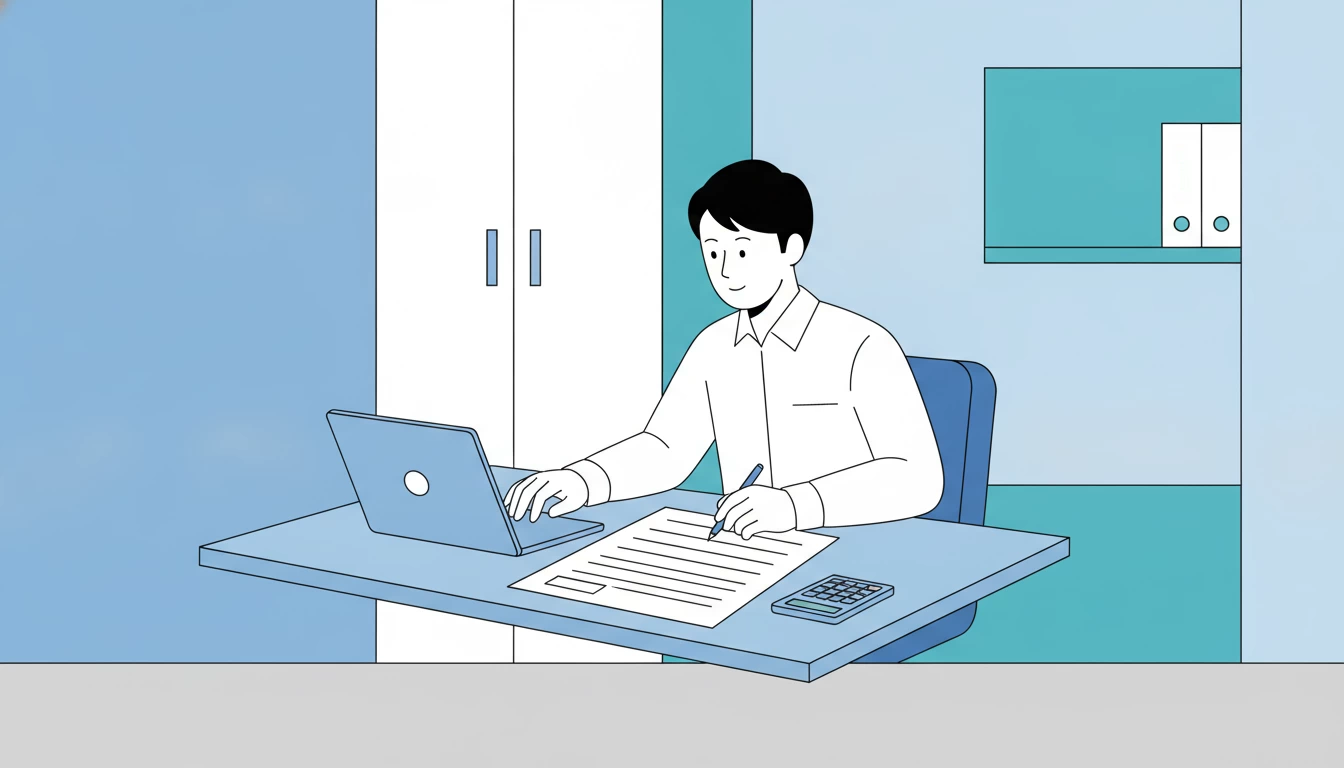 経理担当者がMEO対策費用の勘定科目を確認している様子