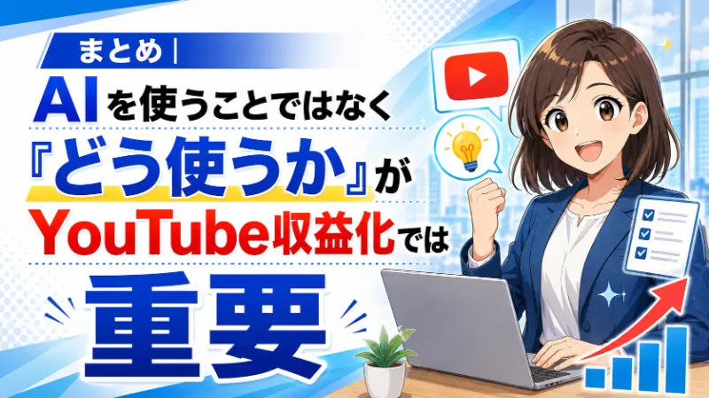 まとめ｜AIを使うことではなく「どう使うか」がYouTube収益化では重要