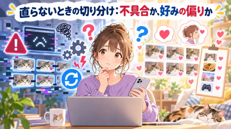 直らないときの切り分け:不具合か、好みの偏りか