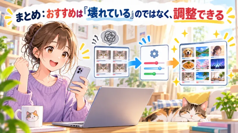 まとめ:おすすめは「壊れている」のではなく、調整できる