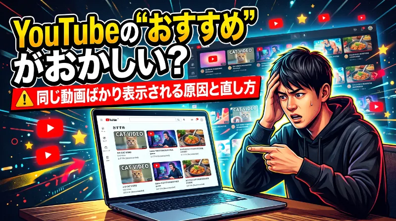 YouTubeのおすすめがおかしい?同じ動画ばかり表示される原因と直し方