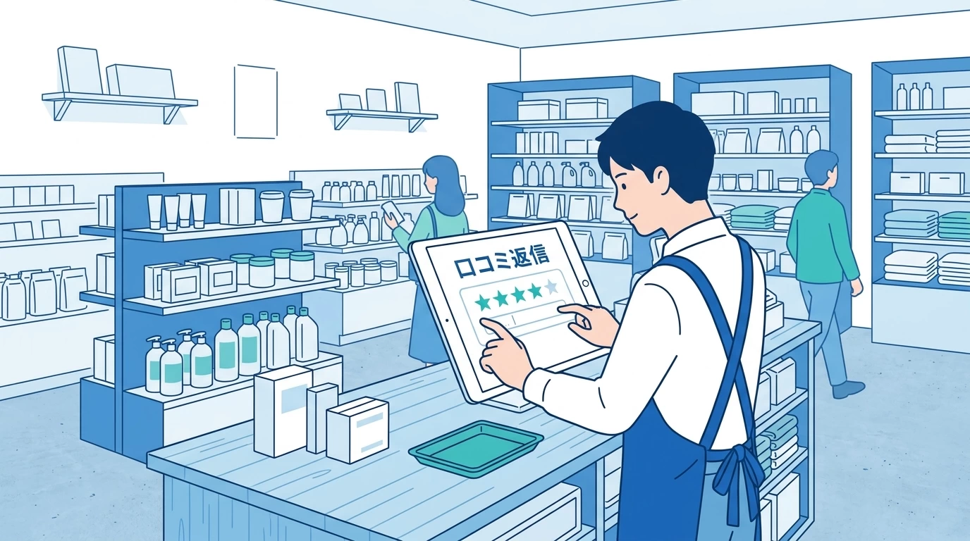 星評価別の口コミに返信するスタッフ