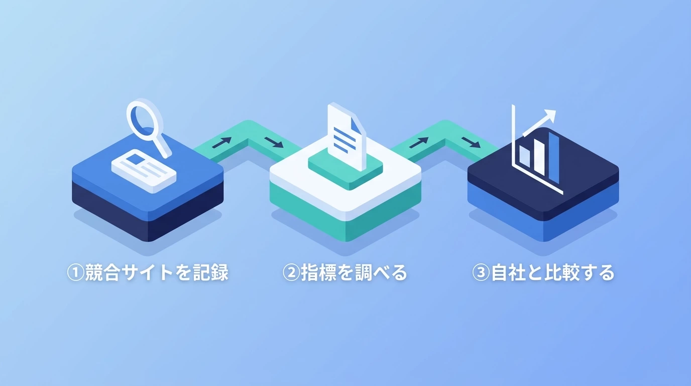 競合分析の最初の3ステップ図解