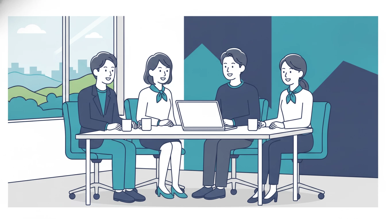 埼玉の制作会社オフィスで打ち合わせする様子