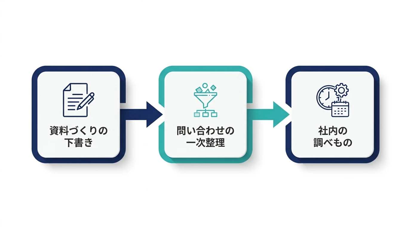 中小企業の業務におけるAI活用の方向性を示す図