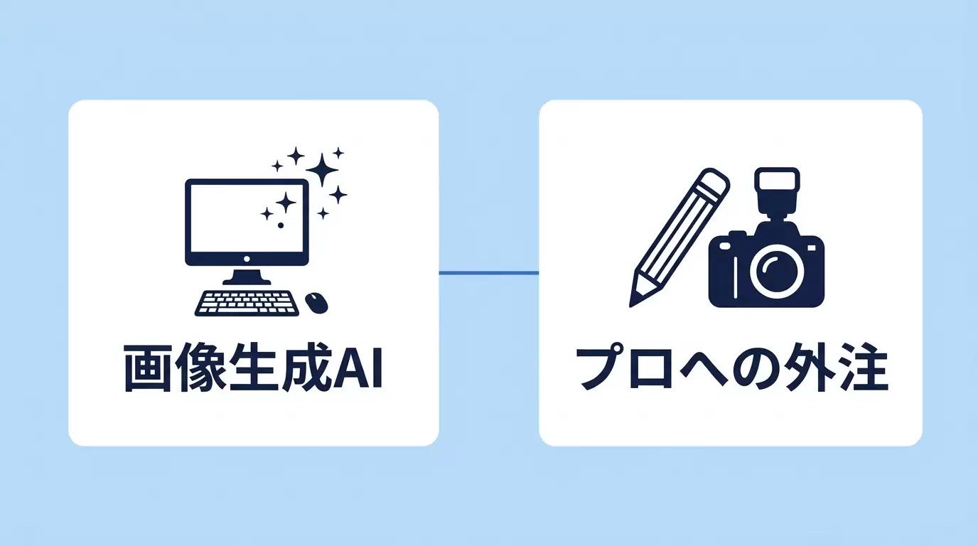 画像生成AIと外注の違いの概念図