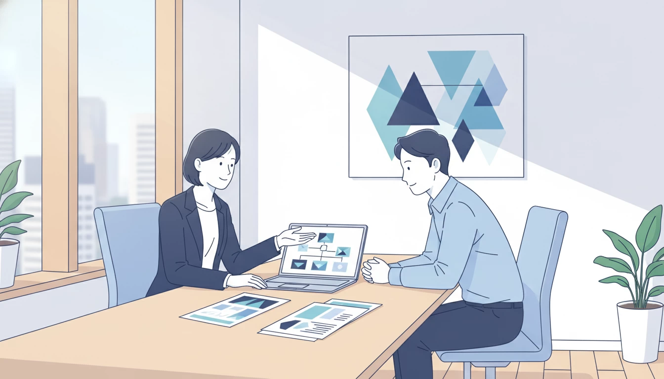 中小企業の担当者がAI活用について相談する様子