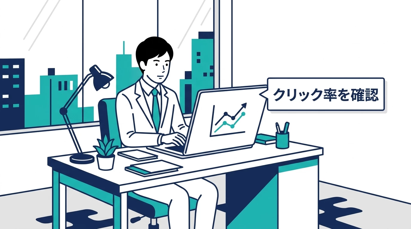 検索順位が伸びない原因を見直す担当者の様子