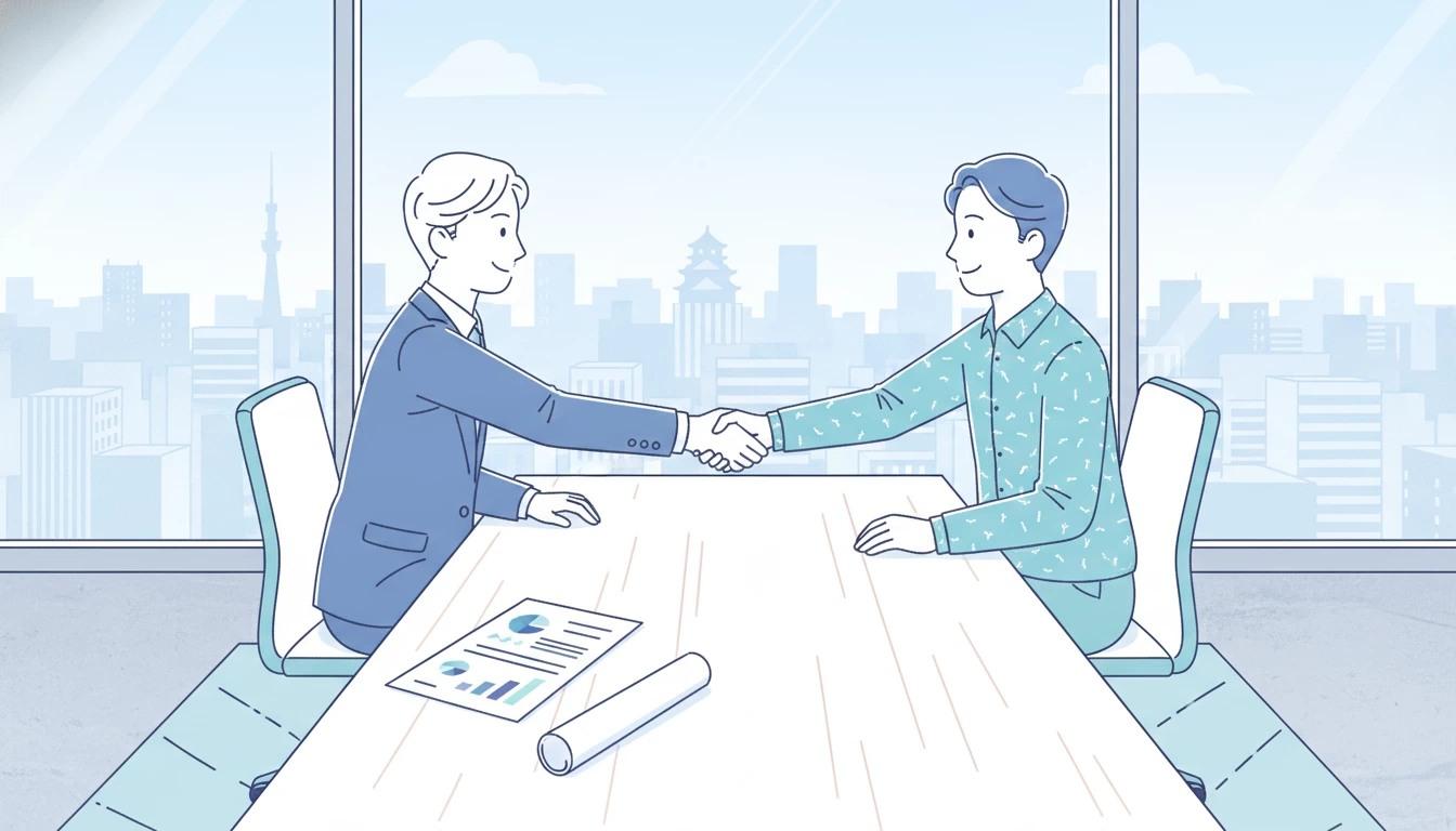 比較検討を経てSEO会社と契約を交わす場面