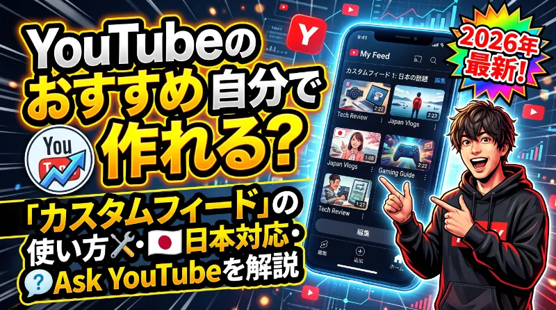 YouTubeのおすすめを自分で作れる？「カスタムフィード」の使い方・日本対応・Ask YouTubeを解説【2026年最新】